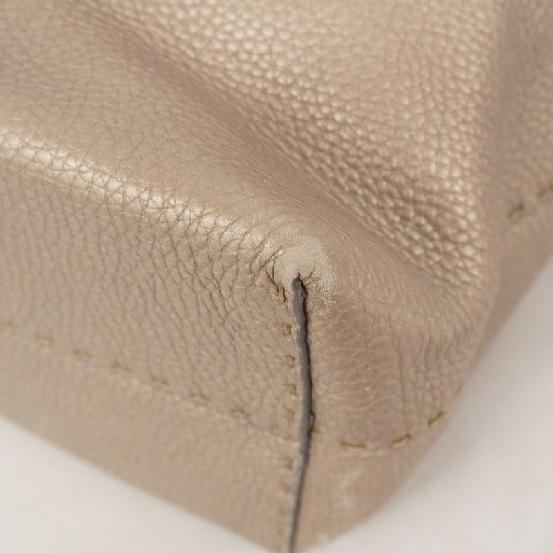 Fendi Tote Bag Selleria Leather Greige Silver Hardware Women's
