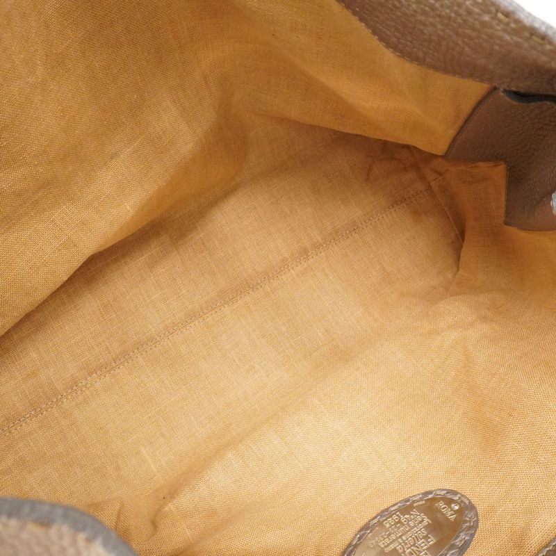 Fendi Tote Bag Selleria Leather Greige Silver Hardware Women's