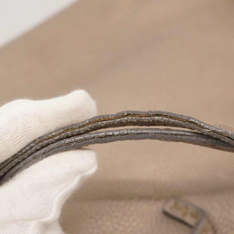 Fendi Tote Bag Selleria Leather Greige Silver Hardware Women's