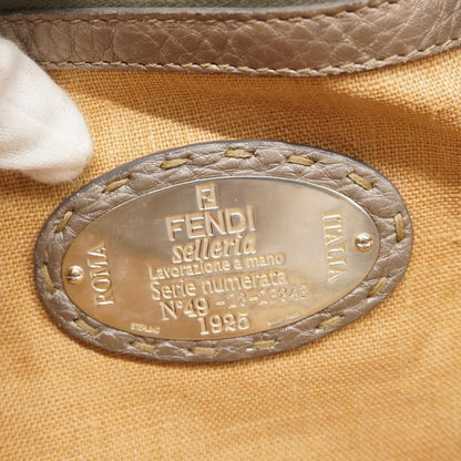 Fendi Tote Bag Selleria Leather Greige Silver Hardware Women's