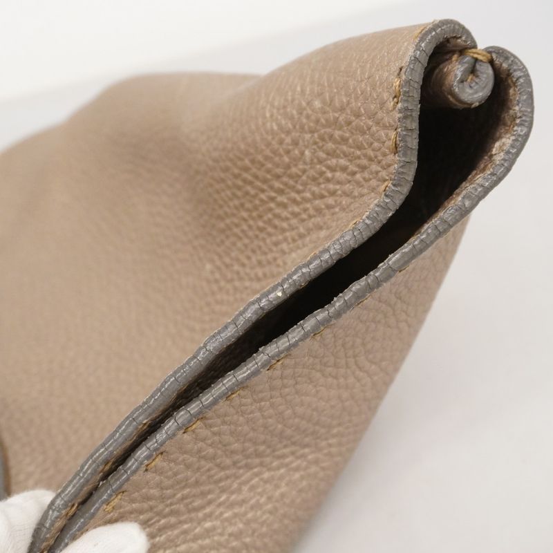 Fendi Tote Bag Selleria Leather Greige Silver Hardware Women's