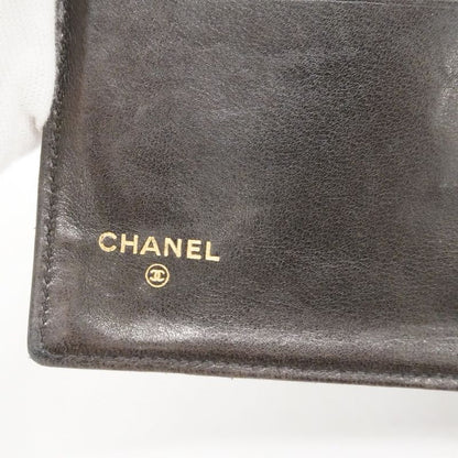 Chanel Long Wallet Lambskin Black Gold Hardware Women's