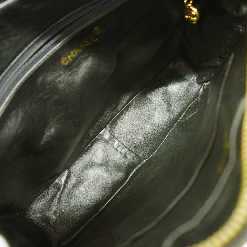 Chanel Shoulder Bag V Stitch Caviar Skin Black Gold Hardware Women's