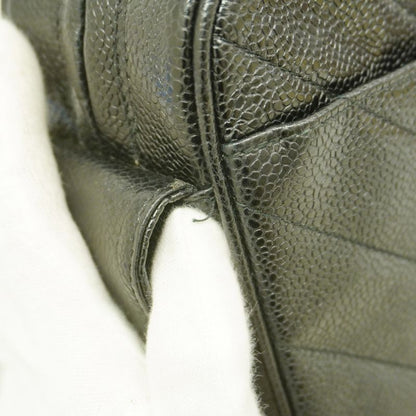 Chanel Shoulder Bag V Stitch Caviar Skin Black Gold Hardware Women's