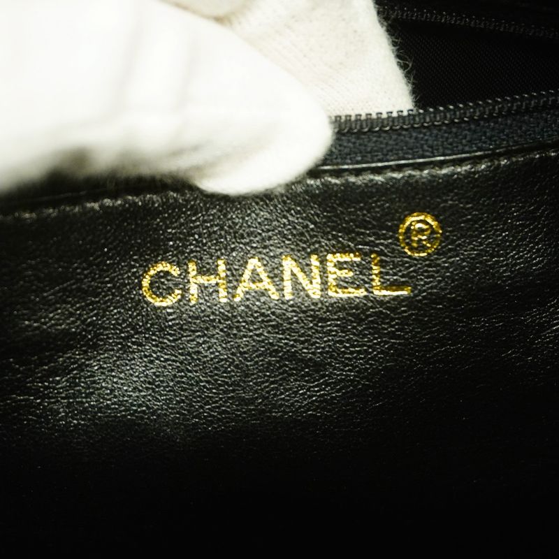 Chanel Shoulder Bag V Stitch Caviar Skin Black Gold Hardware Women's