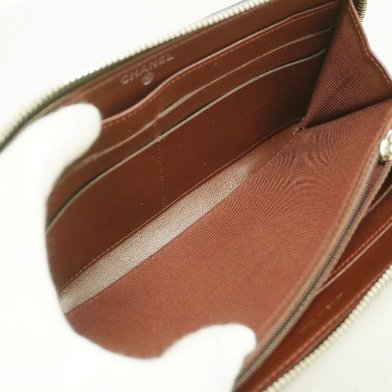 Chanel Long Wallet Matelasse Lambskin Black Silver Hardware Women's