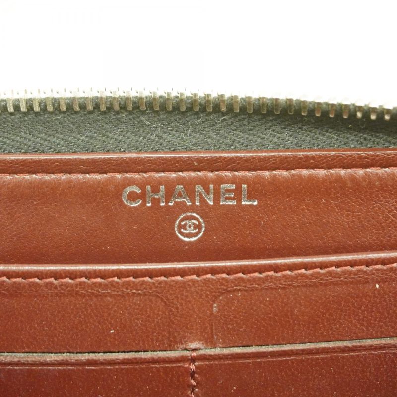 Chanel Long Wallet Matelasse Lambskin Black Silver Hardware Women's