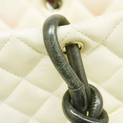 Chanel Tote Bag Cambon Lambskin White Silver Hardware Women's