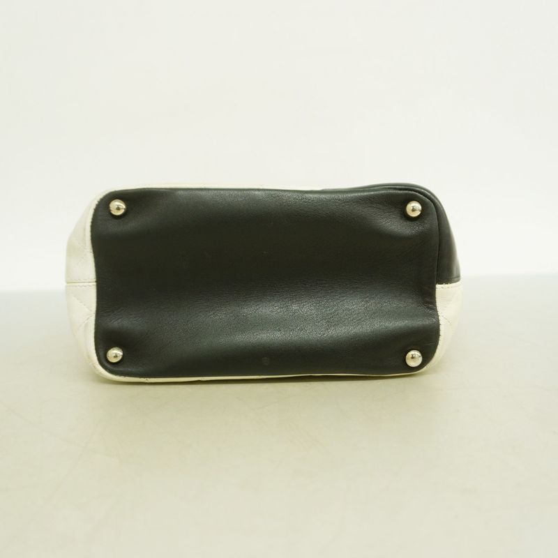 Chanel Tote Bag Cambon Lambskin White Silver Hardware Women's