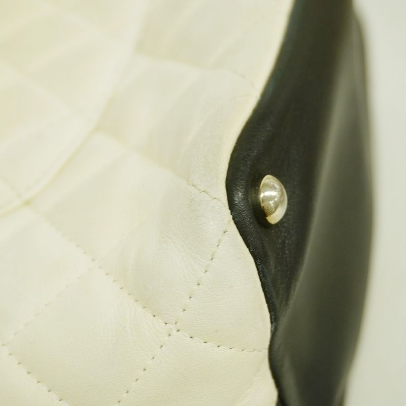 Chanel Tote Bag Cambon Lambskin White Silver Hardware Women's