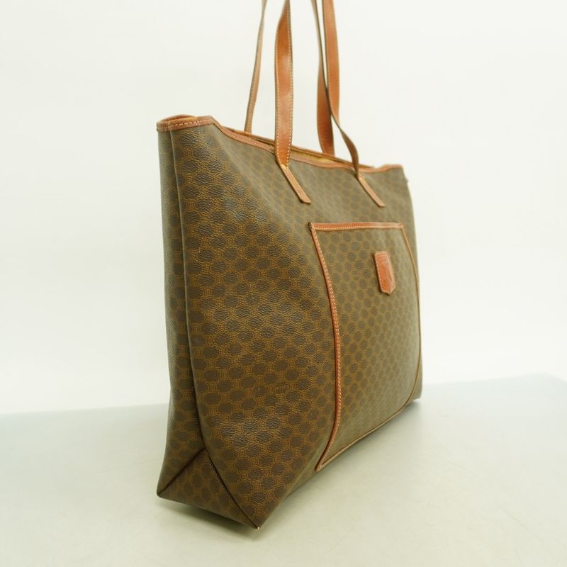 Celine Tote Bag Macadam PVC Brown Gold Hardware Women's