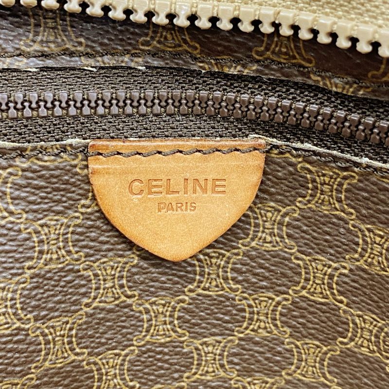 Celine Tote Bag Macadam PVC Brown Gold Hardware Women's