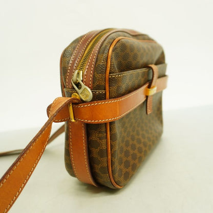 Celine Shoulder Bag Macadam PVC Brown Gold Hardware Women's