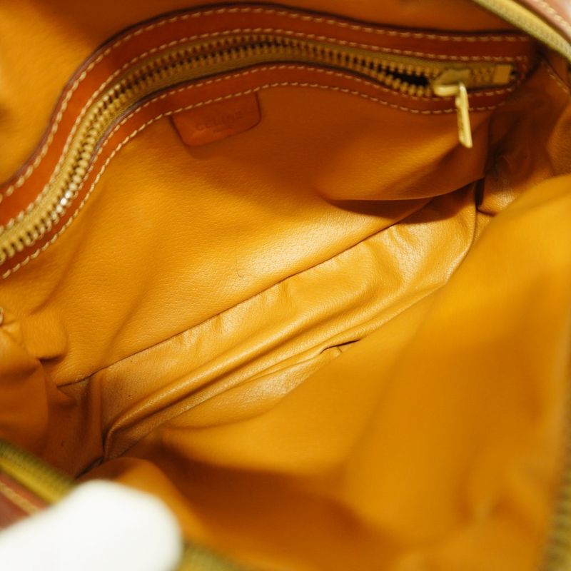 Celine Shoulder Bag Macadam PVC Brown Gold Hardware Women's