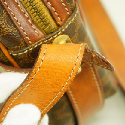 Celine Shoulder Bag Macadam PVC Brown Gold Hardware Women's