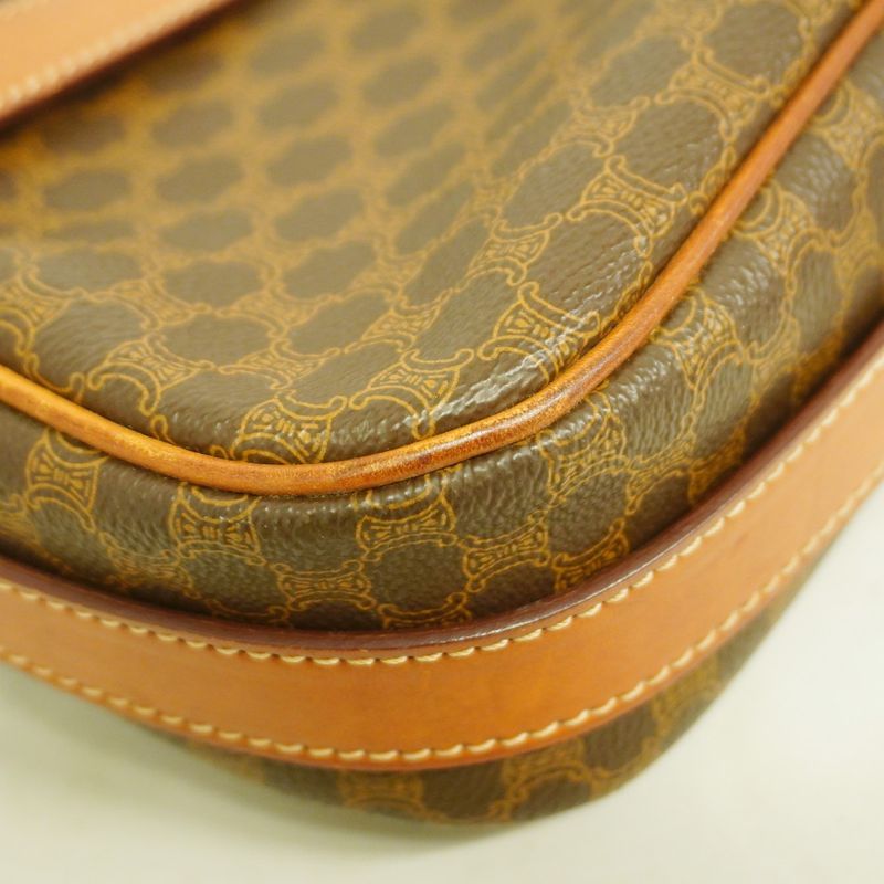 Celine Shoulder Bag Macadam PVC Brown Gold Hardware Women's