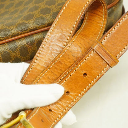 Celine Shoulder Bag Macadam PVC Brown Gold Hardware Women's