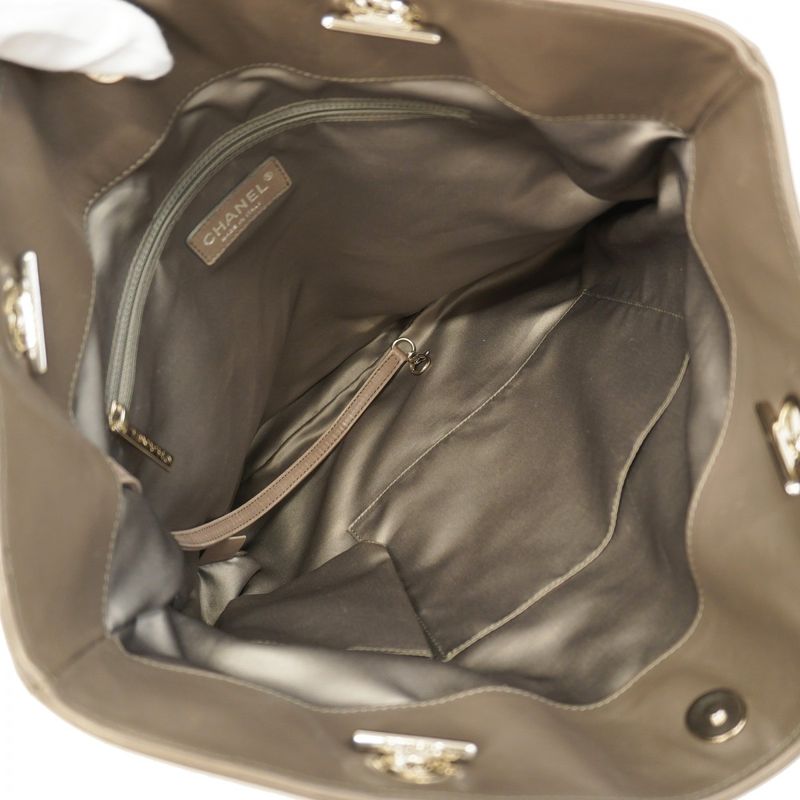 Chanel Shoulder Bag Calf Gray Silver Hardware Women's