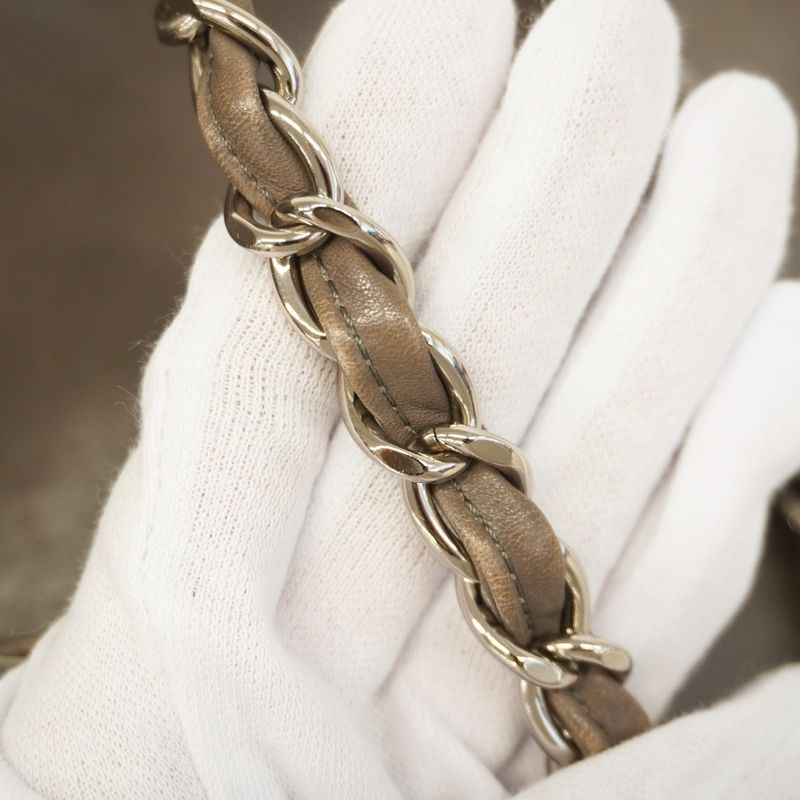 Chanel Shoulder Bag Calf Gray Silver Hardware Women's