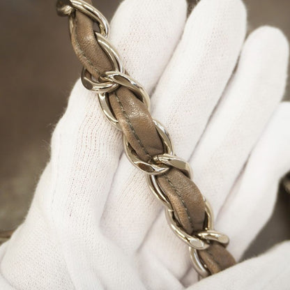 Chanel Shoulder Bag Calf Gray Silver Hardware Women's