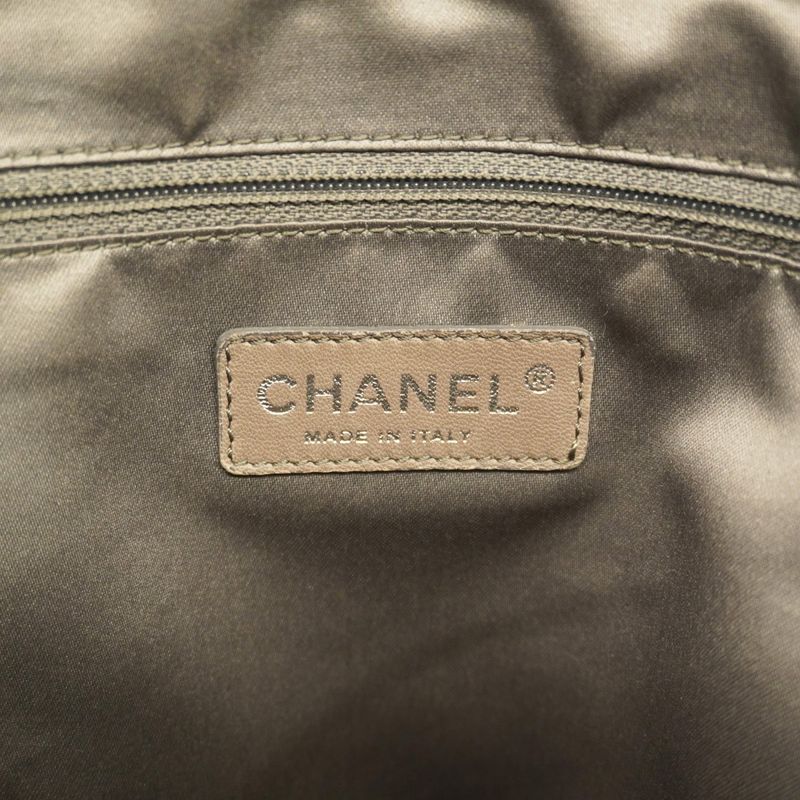 Chanel Shoulder Bag Calf Gray Silver Hardware Women's