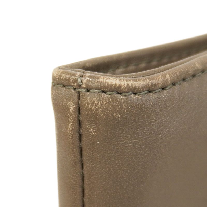 Chanel Shoulder Bag Calf Gray Silver Hardware Women's