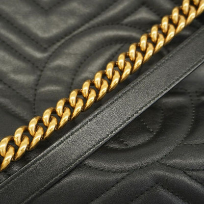 Gucci Shoulder Bag Ggmarmont 453569 Leather Black Gold Hardware Women's