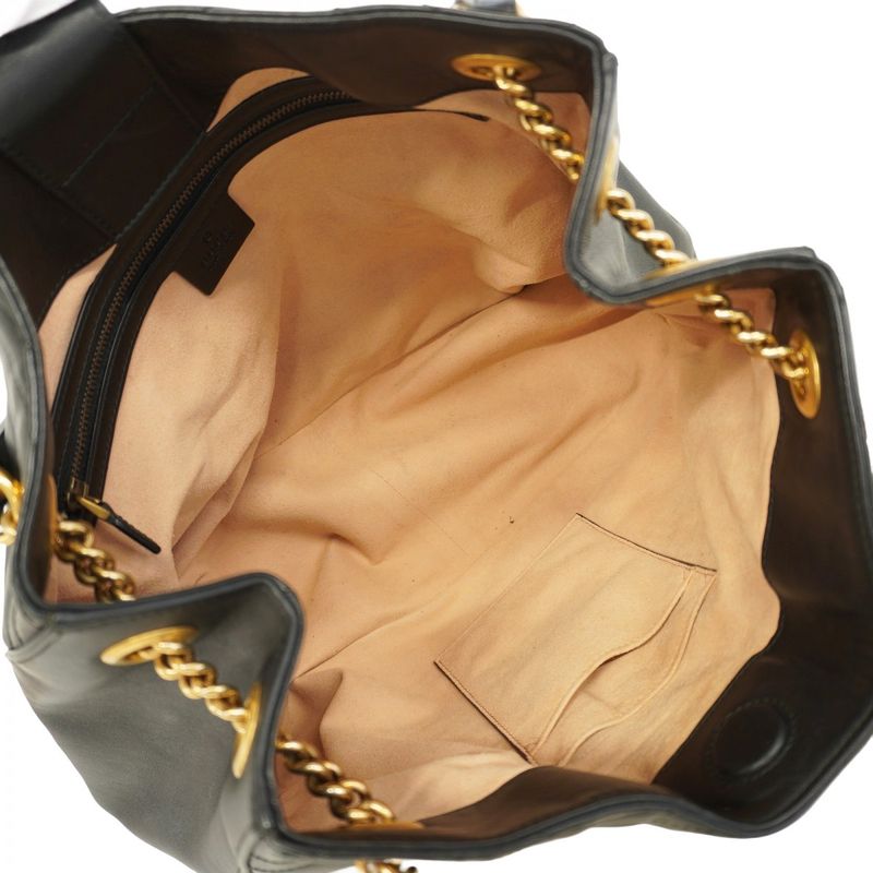 Gucci Shoulder Bag Ggmarmont 453569 Leather Black Gold Hardware Women's