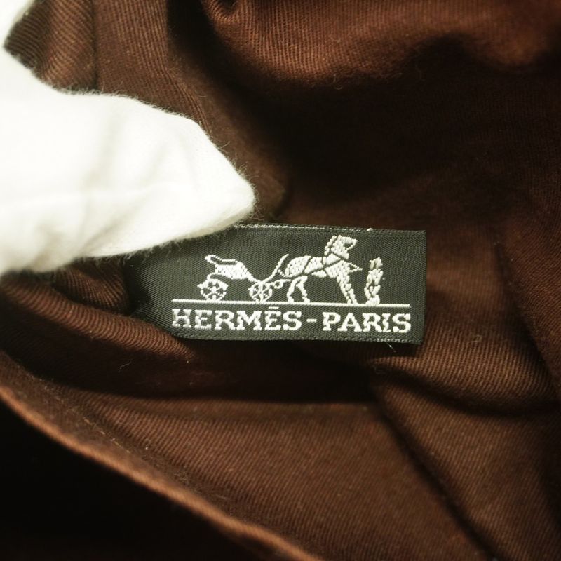 Hermes Tote Bag Cabas Chennai PM Polyester Leather Brown Silver Hardware Ladies