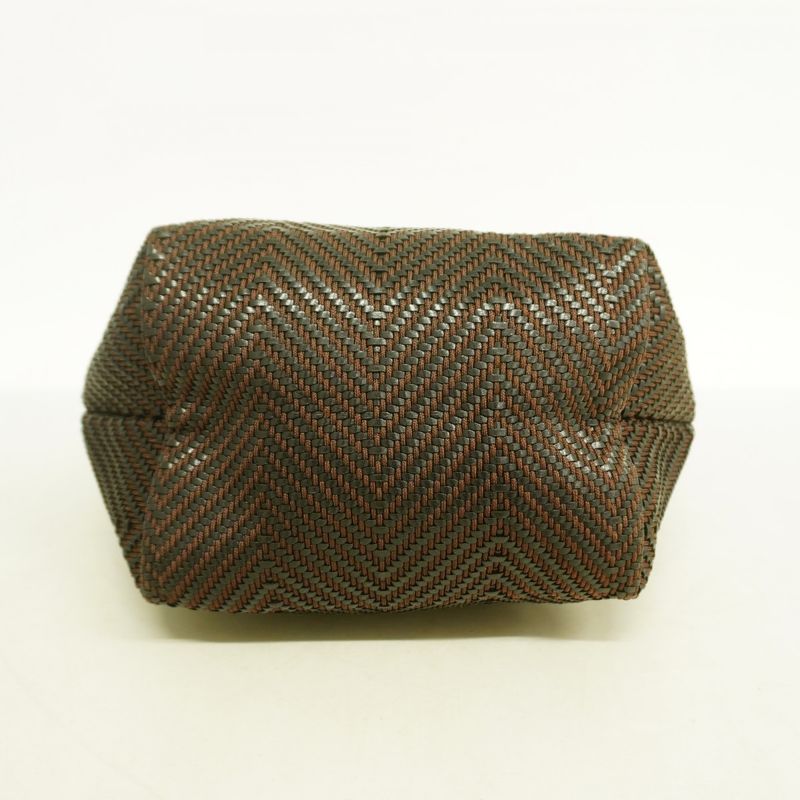 Hermes Tote Bag Cabas Chennai PM Polyester Leather Brown Silver Hardware Ladies