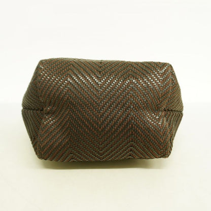 Hermes Tote Bag Cabas Chennai PM Polyester Leather Brown Silver Hardware Ladies