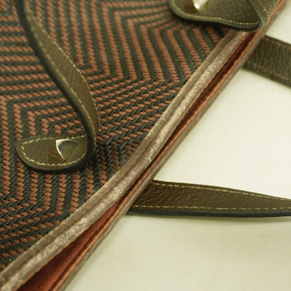 Hermes Tote Bag Cabas Chennai PM Polyester Leather Brown Silver Hardware Ladies