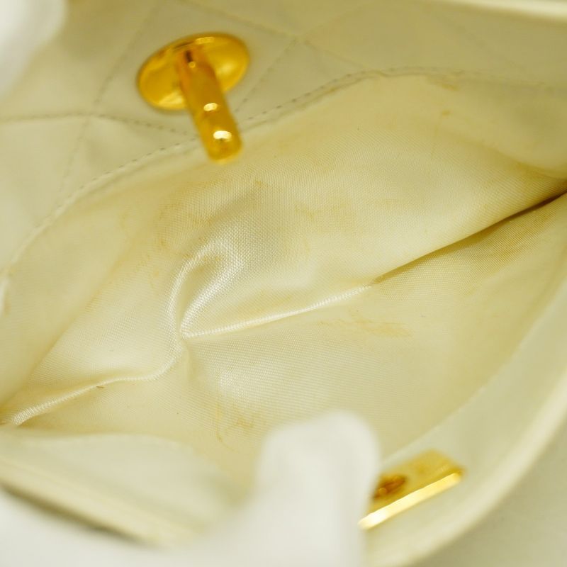 Chanel Shoulder Bag Matelasse Lambskin White Gold Hardware Women's