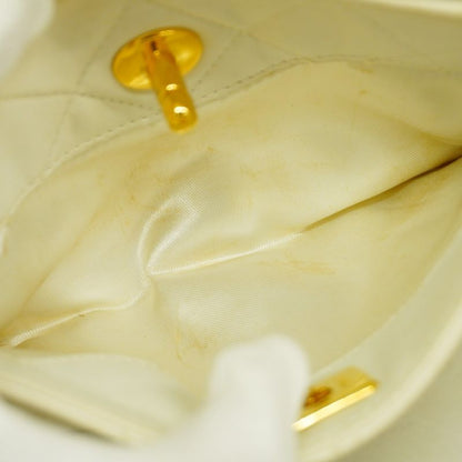 Chanel Shoulder Bag Matelasse Lambskin White Gold Hardware Women's