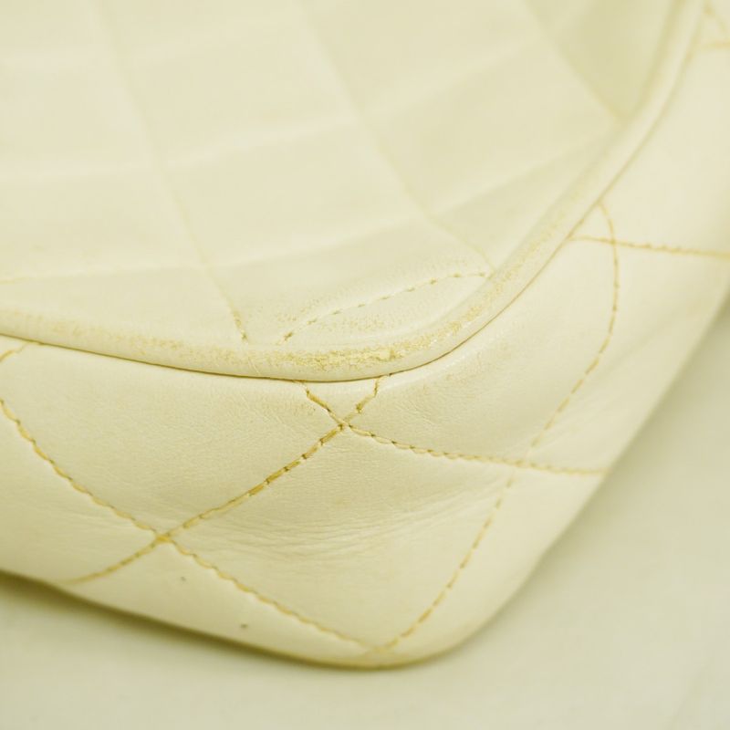 Chanel Shoulder Bag Matelasse Lambskin White Gold Hardware Women's