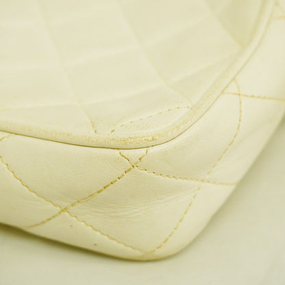 Chanel Shoulder Bag Matelasse Lambskin White Gold Hardware Women's