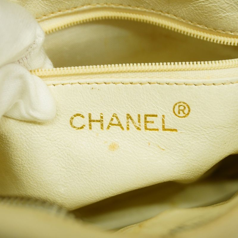 Chanel Shoulder Bag Matelasse Lambskin White Gold Hardware Women's