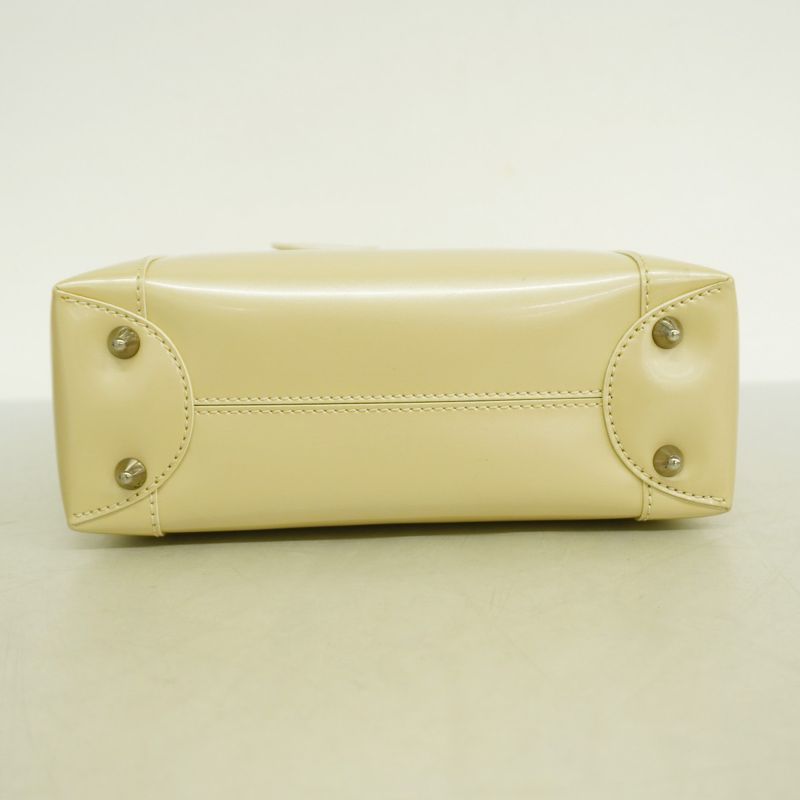 Christian Dior Handbag Maris Pearl Enamel Beige Silver Hardware Women's