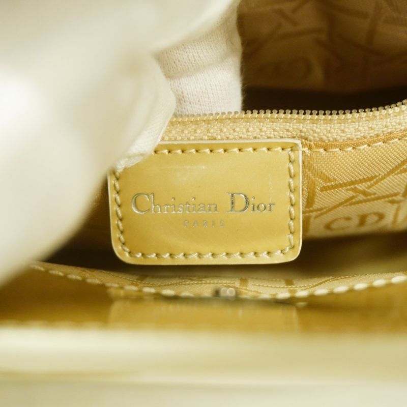 Christian Dior Handbag Maris Pearl Enamel Beige Silver Hardware Women's