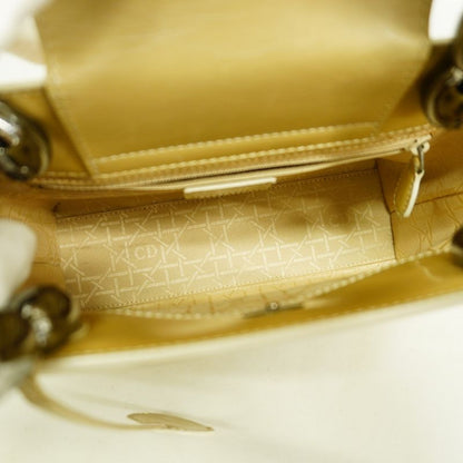 Christian Dior Handbag Maris Pearl Enamel Beige Silver Hardware Women's