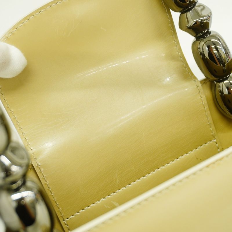 Christian Dior Handbag Maris Pearl Enamel Beige Silver Hardware Women's