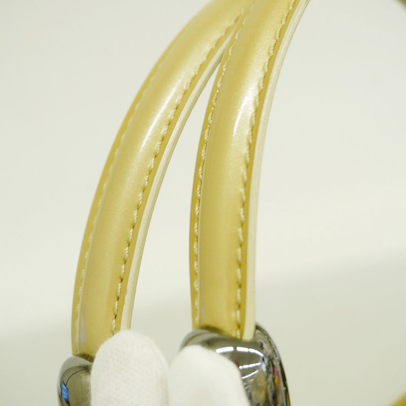 Christian Dior Handbag Maris Pearl Enamel Beige Silver Hardware Women's