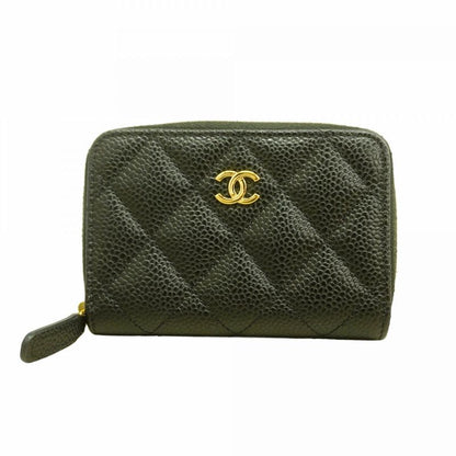 Chanel Coin Case Matelasse Caviar Skin Black Gold Hardware Women's