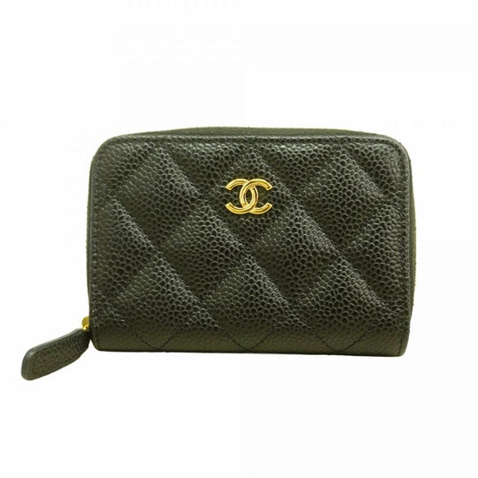Chanel Coin Case Matelasse Caviar Skin Black Gold Hardware Women's