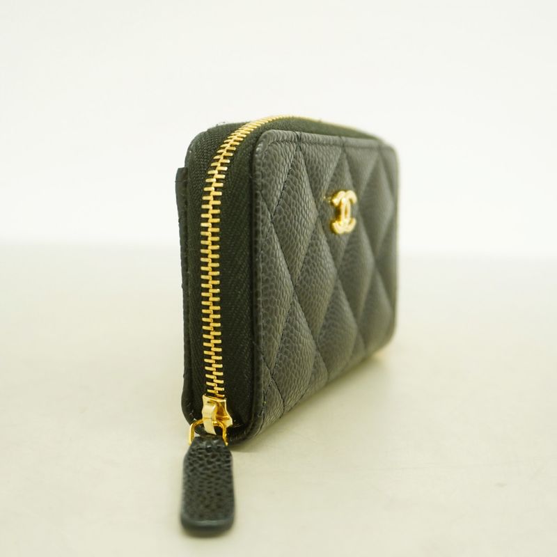 Chanel Coin Case Matelasse Caviar Skin Black Gold Hardware Women's