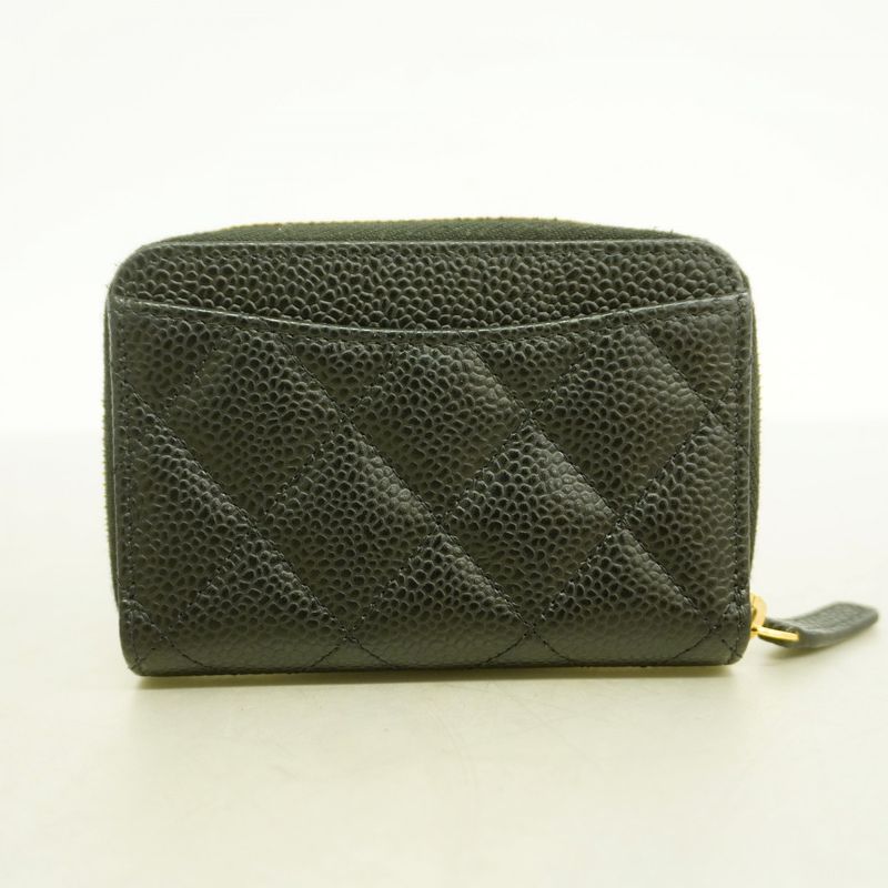 Chanel Coin Case Matelasse Caviar Skin Black Gold Hardware Women's