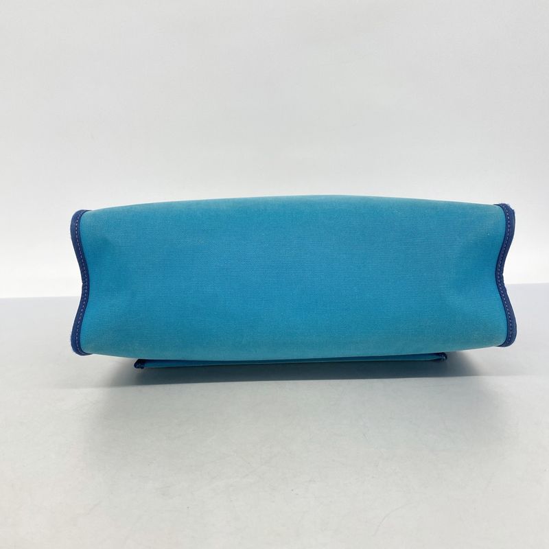 Hermes Handbag Herbag Her Bag Zip PM Toile Officier Blue Natural Silver