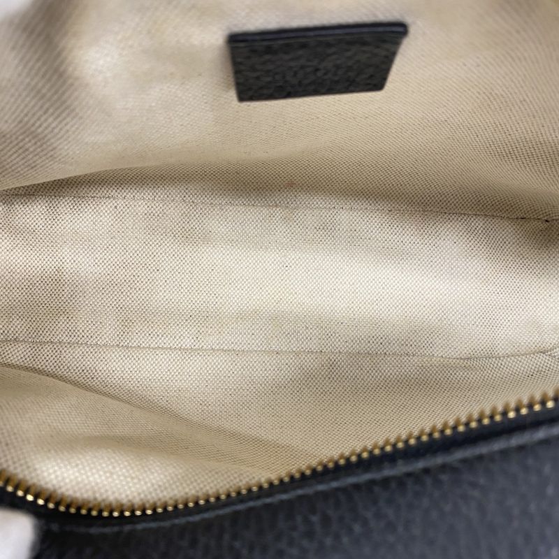 Gucci Shoulder Bag Snake 461461 Leather Black Gold Hardware Women's