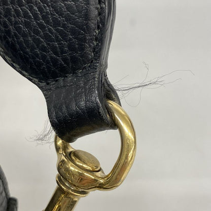 Gucci Shoulder Bag Snake 461461 Leather Black Gold Hardware Women's