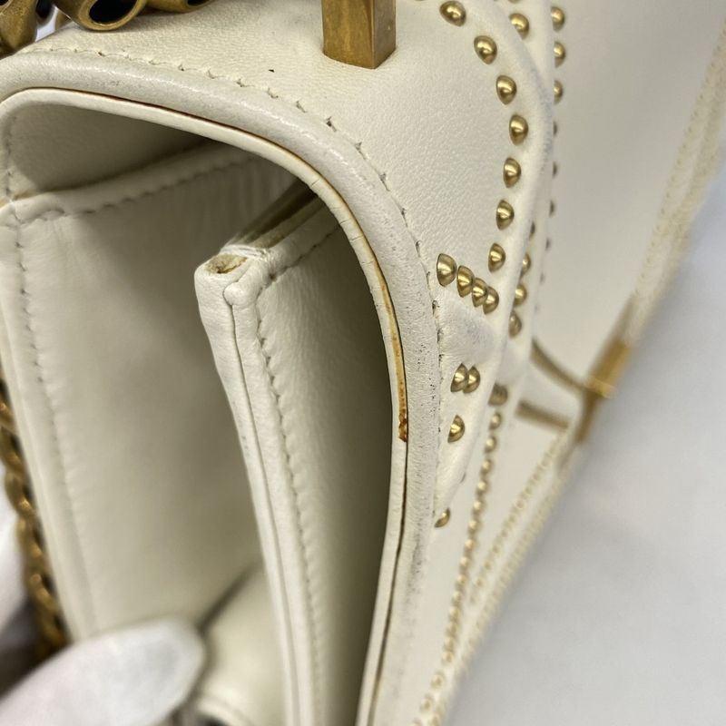 Christian Dior Shoulder Bag Leather White Gold Hardware Women's